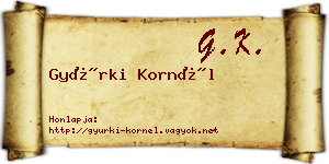 Gyürki Kornél névjegykártya